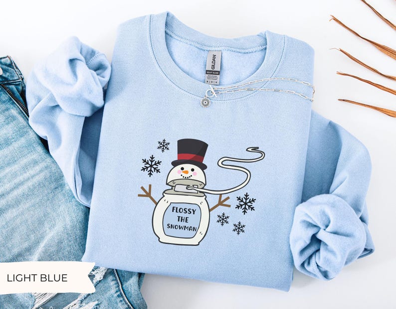 Flossy the Snowman Dental Christmas Sweatshirt, Christmas Dental Hygienist Sweater, Holiday Dentist, Dental Assistant Gift, Dental School image 5