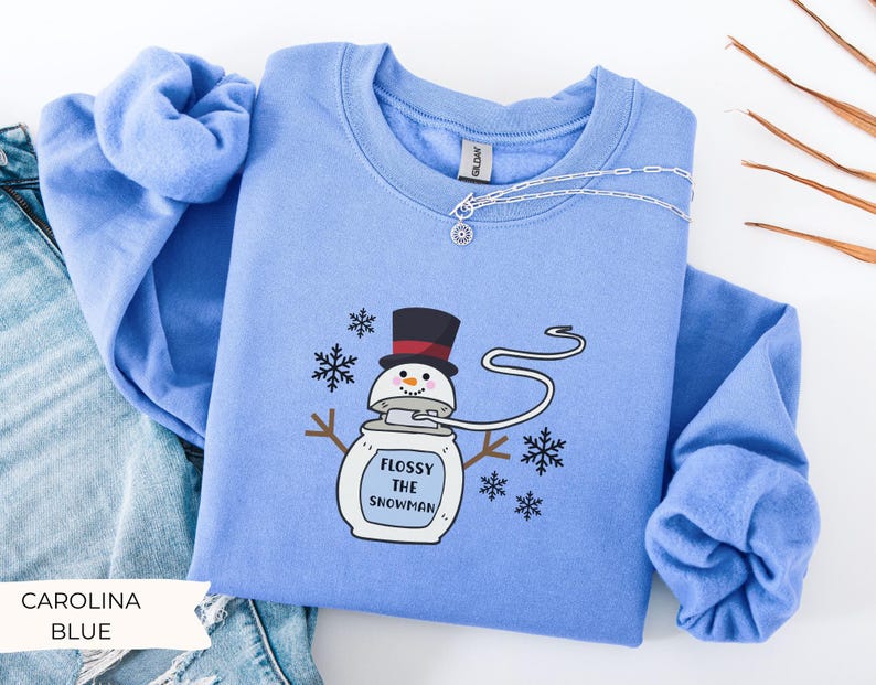 Flossy the Snowman Dental Christmas Sweatshirt, Christmas Dental Hygienist Sweater, Holiday Dentist, Dental Assistant Gift, Dental School image 12