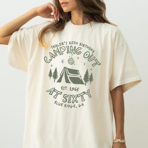 Comfort Colors 60th Birthday Shirt Camp Themed 60th Birthday Party Matching Tshirts, Custom Name Camping Sixtieth Birthday Group Shirts