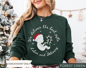 Suéter navideño para enfermera de parto y alumbramiento, sudadera de invierno para enfermera de parto y alumbramiento
