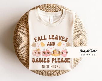 Camiseta de otoño para enfermera de la UCIN, Camiseta de otoño para enfermera de la UCIN con calabazas frescas de la granja, Camiseta de otoño para enfermera de madre y bebé, Camiseta de otoño para la unidad de cuidados intensivos neonatales