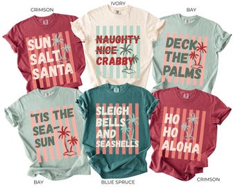 Comfort Colors Matching Family Christmas Shirts Christmas at the Beach Shirts Group Tropical Christmas Shirts Funny Tis the Sea-Sun TShirts