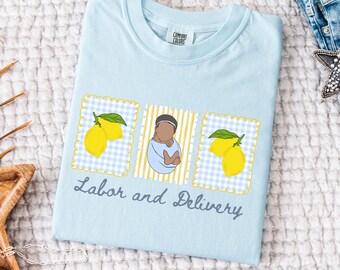 Chemise d'infirmière d'accouchement et d'accouchement d'été Tendance citron couleurs confort L et D t-shirt d'infirmière obstétrique drôle t-shirt d'allaitement accouchement cadeau d'infirmière