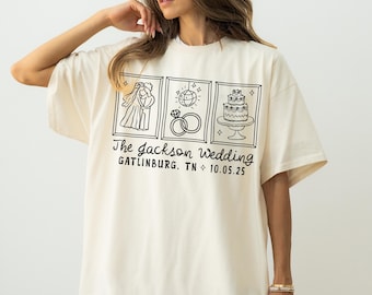 Custom Wedding Toss Shirts, Comfort Colors Wedding Shirt, Personalized Bridal Party Gift, Wedding Party Favors, Matching Group Wedding Merch