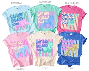 Safari Squad 2026 Family Matching Shirts, Personalized African Birthday Trip Group Tees