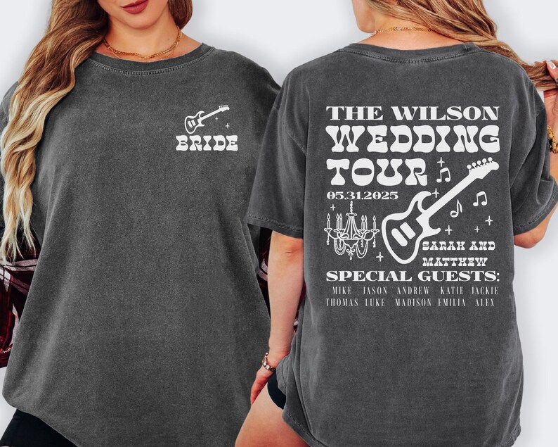 Custom Wedding Shirt Music Theme Wedding Tshirt Toss Wedding Tour Merch Destination Wedding Weekend Shirt Country Concert Wedding bild 3