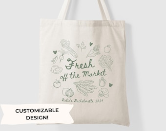 Fresh Off the Market Bridal Shower Gifts, Farmers Market Themed Bachelorette Party Tote Bag, She's Fresh Off the Market Bach Party