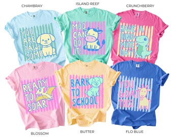 Back to School Teacher Team Shirts, Farm Theme Comfort Colors Shirt, Matching Teacher Staff Tee, Cute Animal Dinosaur Teacher Shirt