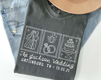 Custom Wedding Toss Shirts, Comfort Colors Wedding Shirt, Personalized Bridal Party Gift, Wedding Party Favors, Matching Group Wedding Merch