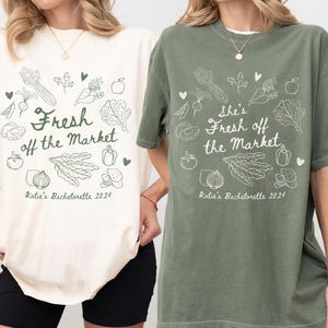 Personalized Bachelorette Party Shirts, Fresh off the Market Theme, Custom Farmers Market Bachelorette T-Shirts, Garden Bachelorette Shirt