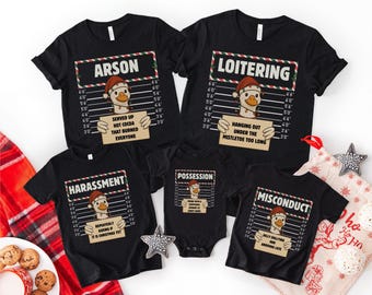 T-shirts de Noël pour toute la famille, tenues de Noël assorties pour les groupes, t-shirts humoristiques pour une fête de Noël avec des oies en prison, t-shirts de Noël assortis pour la famille