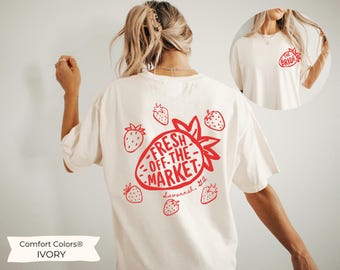 Fresh off the Market Strawberry Bachelorette Party Shirts Custom Farmers Market Bachelorette T-Shirts Personalized Luxury Bachelorette Tees