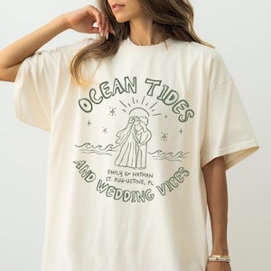 Personalized Beach Wedding Shirt, Custom Bride Groom Name Shirt, Tropical Destination Wedding Tee Summer Wedding Party Outfit Comfort Colors