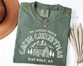 Custom Family Christmas Shirts: Comfort Colors Cabin Matching T-shirts