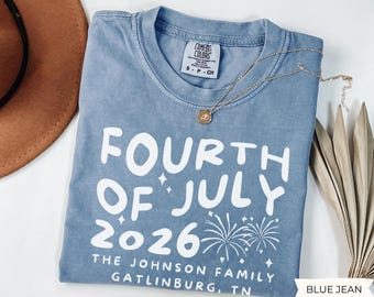 Personalized 4th of July Shirt Comfort Colors Family Matching Tshirt Patriotic Gift for Family Reunion Tee USA Flag Tshirt Custom Name Shirt