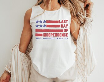 Red White and I Do Bachelorette Comfort Colors Tank Top shirts, Custom 4th of July Bridesmaids gifts Independence Day Bach Fourth of July