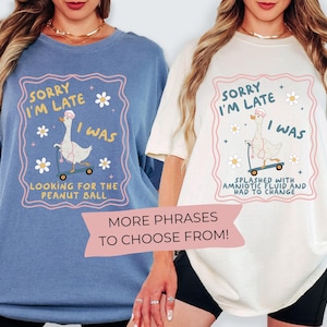 Labor and Delivery Comfort Colors Shirt, Funny Goose Sorry I'm Late L and D Tshirt, Baby Delivery T Shirt Baby Nurse Shirts Labor Nurse Gift