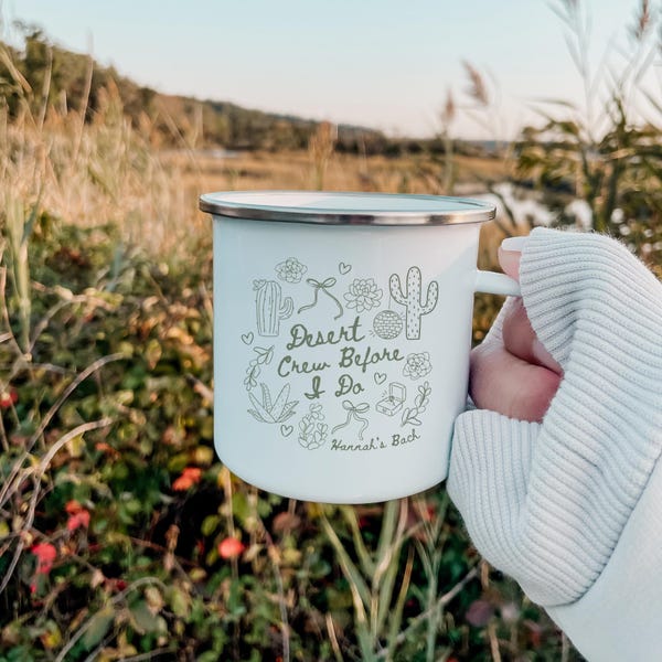 Desert Crew Before I Do Bridesmaid Mugs Custom Southwestern Camping Mugs Desert Cactus Bridal Party Gifts, Scottsdale Arizona Sedona Favors