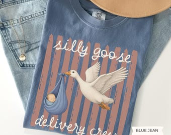 Labor and Delivery Silly Goose Nurse Shirt, Comfort Colors Funny Stork Goose LD Nurse Tee