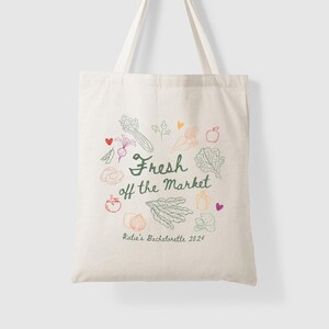 Fresh Off the Market Bridal Shower Gifts, Farmers Market Themed Bachelorette Party Tote Bag, She&#39;s Fresh Off the Market Bach Party