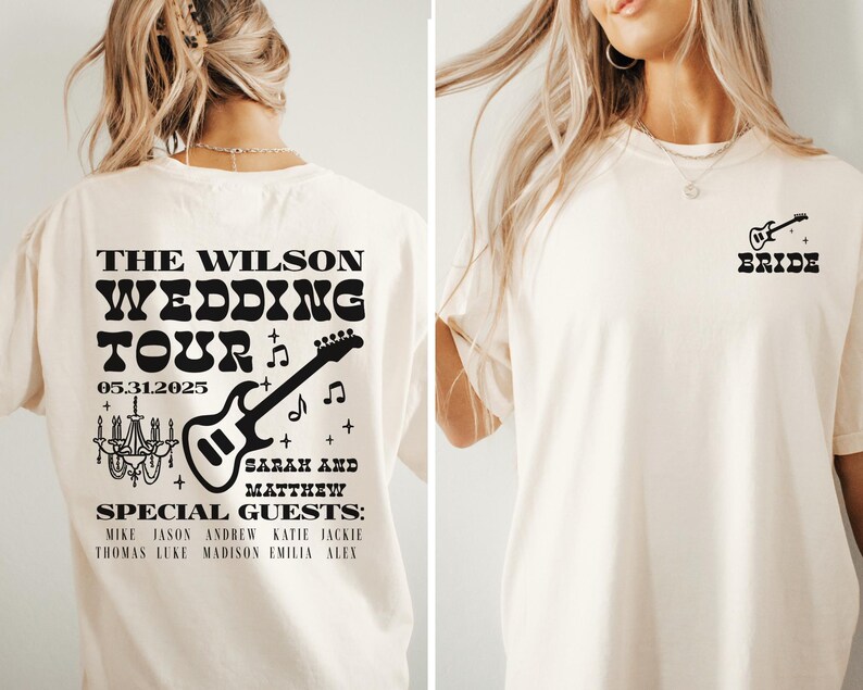Custom Wedding Shirt Music Theme Wedding Tshirt Toss Wedding Tour Merch Destination Wedding Weekend Shirt Country Concert Wedding bild 2