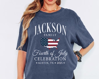 Personalized 4th of July Shirt Comfort Colors Family Matching Tshirt Patriotic Gift for Family Reunion Tee USA Flag Tshirt Custom Name Shirt