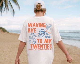 Camiseta tropical para 30 cumpleaños, camiseta de crucero con colores cómodos, regalo personalizado para 30 cumpleaños, top de verano con temática de playa costera.