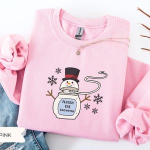 Flossy the Snowman Dental Christmas Sweatshirt, Christmas Dental Hygienist Sweater, Holiday Dentist, Dental Assistant Gift, Dental School image 10