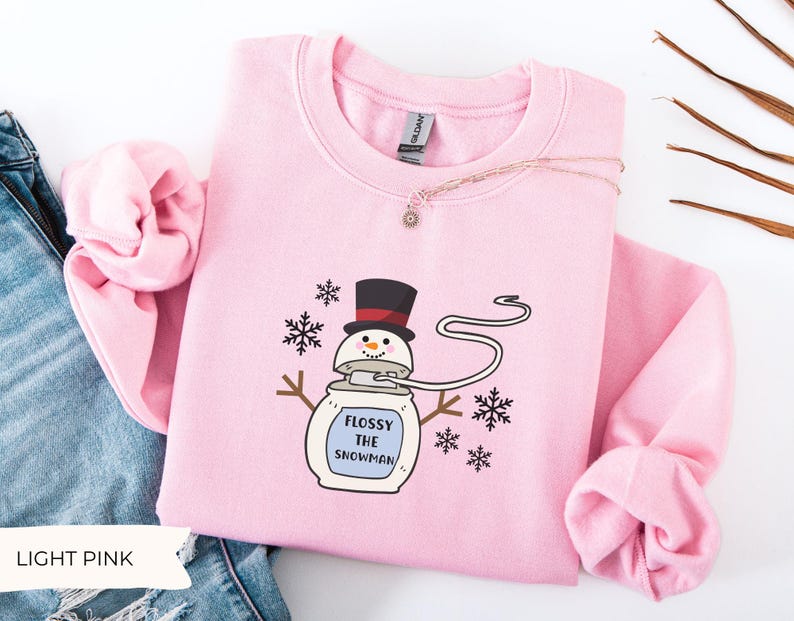 Flossy the Snowman Dental Christmas Sweatshirt, Christmas Dental Hygienist Sweater, Holiday Dentist, Dental Assistant Gift, Dental School image 10