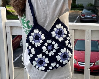 Granny Square Flower Bag PDF Instant Download Step-by-Step Instructions