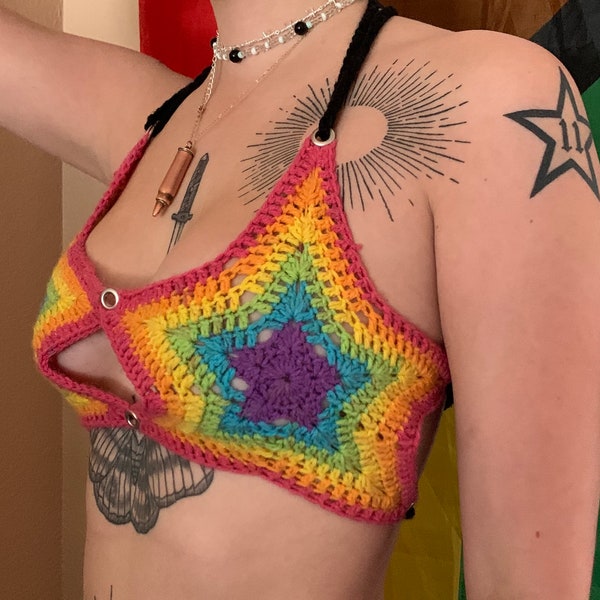 Rainbow Star Top Crochet Pattern PDF Instant Download