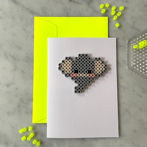 Elefant Zootiere Geburtstagskarte Klappkarte mit Umschlag Neon Gelb | Bügelperlen | 3D | handgemacht | minimalistisch | schlicht