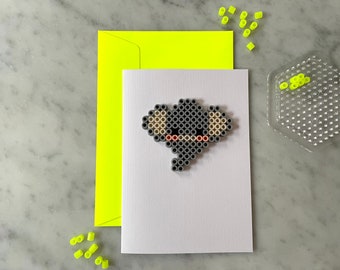 Elefant Zootiere Geburtstagskarte Klappkarte mit Umschlag Neon Gelb | Bügelperlen | 3D | handgemacht | minimalistisch | schlicht