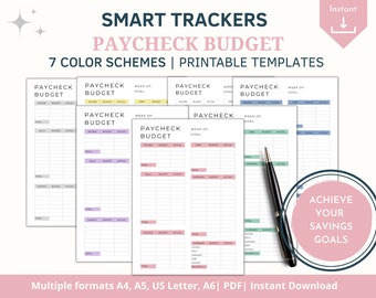 VECKOBUDGETMALL Utskrivbar - LÖNECHECK Budget Utskrivbar, Budgetplanerare, Bullet Journal Budget, Budgetmall A4 A5 Letter A6