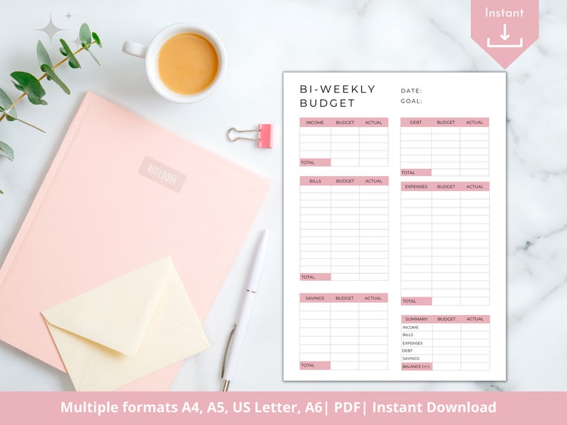 BI-WEEKLY BUDGET Printable Template - Paycheck Budget Printable, Budget ...