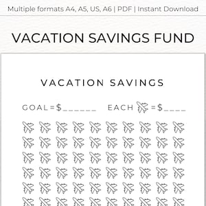 FONDS D’ÉPARGNE VACANCES Tracker Imprimable - Épargne vacances, Fonds vacances, Fonds d’épargne voyage, Téléchargement instantané Pdf A4, A5, Lettre américaine, A6