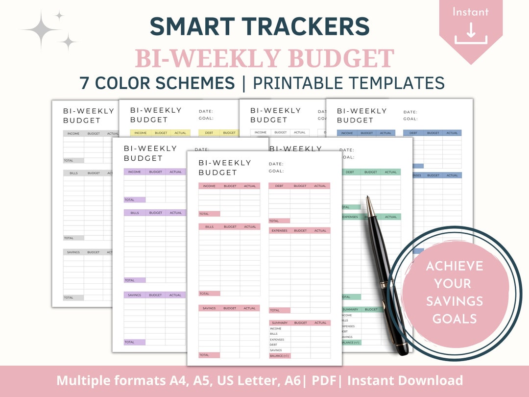 BI-WEEKLY BUDGET Printable Template - Paycheck Budget Printable, Budget ...