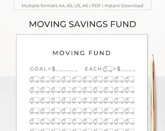 MOVING SAVINGS FUND Tracker Printable - Moving Savings, Moving Fund, 100 days challenge, Instant Download Pdf A4, A5, Us Letter, A6