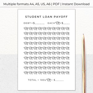 Student Loan Payoff Tracker Printable Student Loan Sink Pay Off The