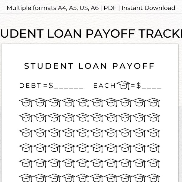 STUDENT LOAN PAYOFF Tracker Printable - Student Loan Sink, Pay Off the Student Debt, Debt Payoff, Instant Download Pdf A4, A5, Us Letter, A6