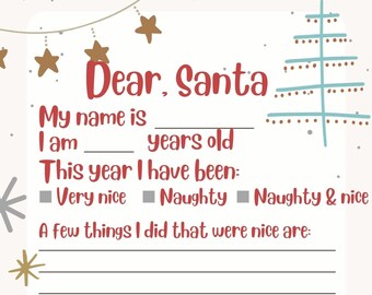 Whimsical Festive Letter from Santa Printable Digital North Pole Christmas Wish Template Holiday Download Family Tradition