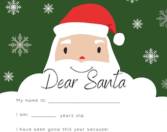 Whimsical Festive Letter from Santa Printable Digital North Pole Christmas Wish Template Holiday Download Family Tradition
