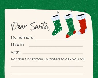 Whimsical Festive Letter from Santa Printable Digital North Pole Christmas Wish Template Holiday Download Family Tradition