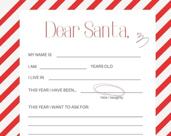 Whimsical Festive Letter from Santa Printable Digital North Pole Christmas Wish Template Holiday Download Family Tradition