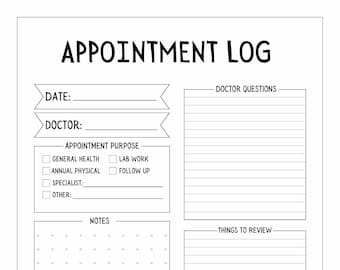 Appointment Log Tracker Journal