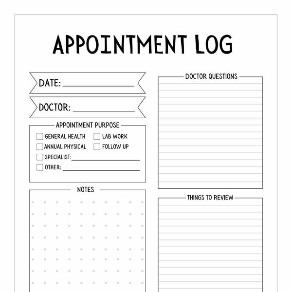 Appointment Log Tracker Journal
