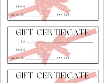 Winter and Holiday Blank Gift Certificates - Red Bow