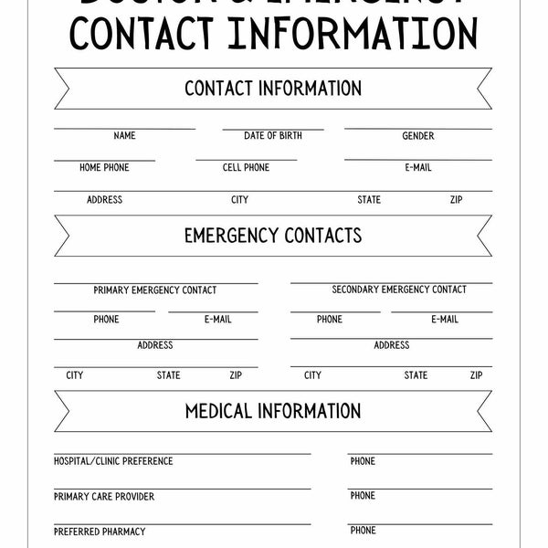 Doctor and Emergency Contact Information