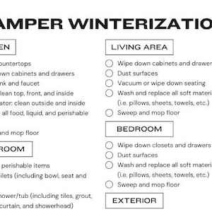 Camper Trailer Winterization Storage Checklist