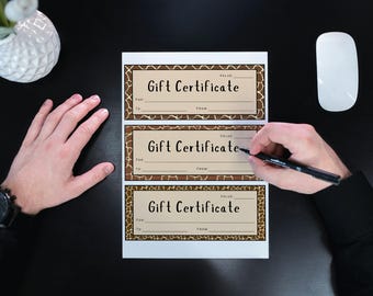 Blank Gift Certificates - Giraffe Print